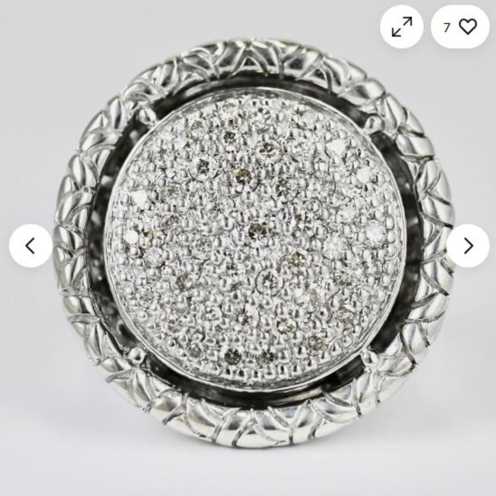 John Hardy Sterling Silver Round Pave Diamond Naga Ring